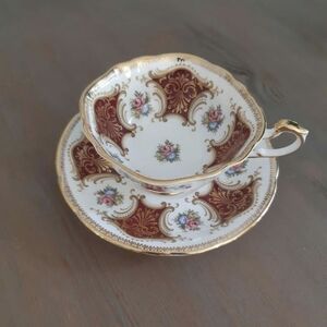 Vintage Paragon Bone China Burgundy Rose Panel Teacup
